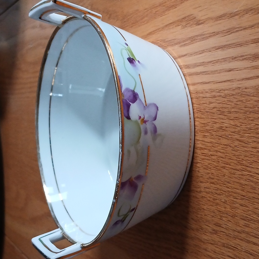 Vintage Nippon Floral Dish Bowl With Handle
